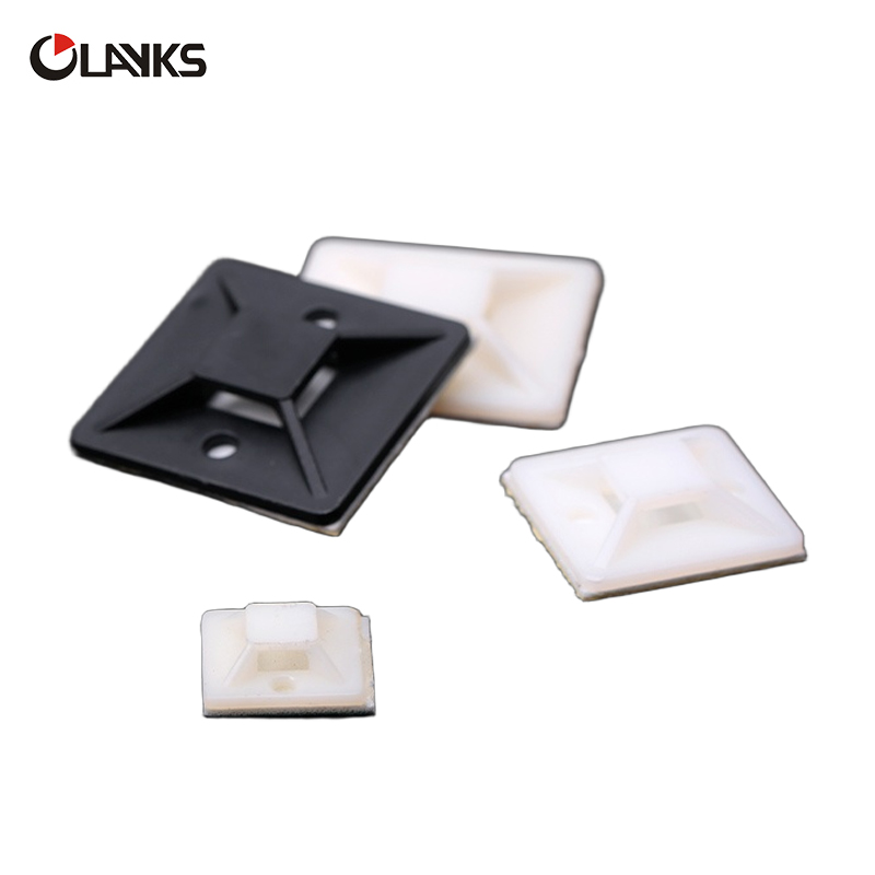 SELF ADHESIVE CABLE TIE FIXING SEAT (1) Durable plastic self-adhesive cable tie mounts for quick and secure wire management.(2) Easy installation with strong adhesive backing.(3) Suitable for home, office, automotive, and industrial cable organization.